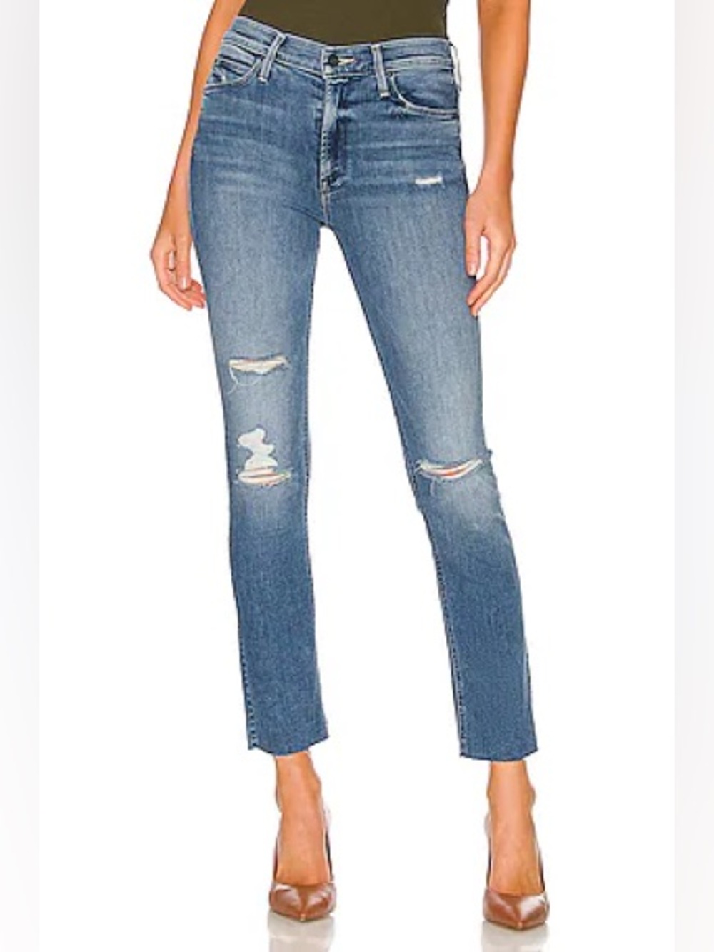 MOTHER Mid Rise Dazzler Ankle Fray in weekend warrior sz. 28